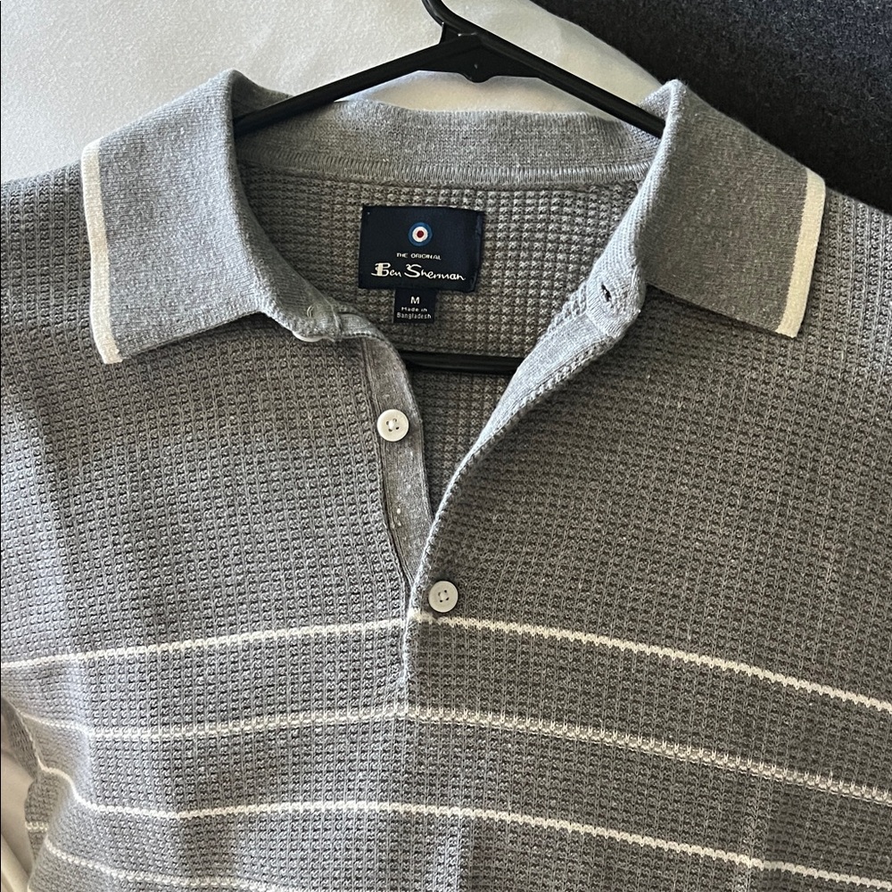 Ben Sherman Waffle Knit Gray Polo